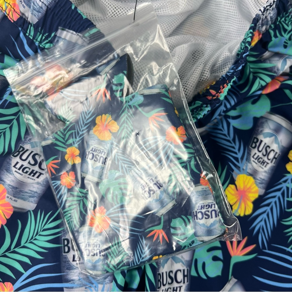 NWT Tipsy Elves Men's Size XS Busch Lite Swim Trunks Shorts - Picture 2 of 7